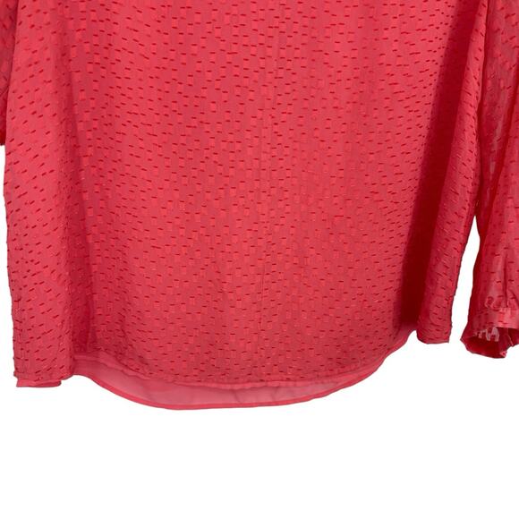 J Crew Women Plus size 16 Silk Coral Dotted Chiffon V Neck Popover Blouse E7788 - Picture 3 of 10